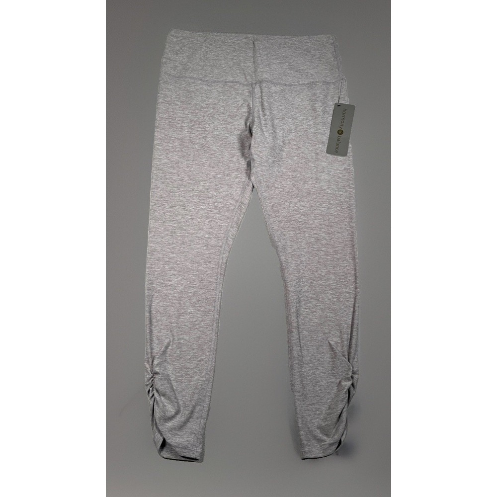 Harmony Balance Womens Ruched Ankle Leggings Large NWT Heather Grey CHB60111
